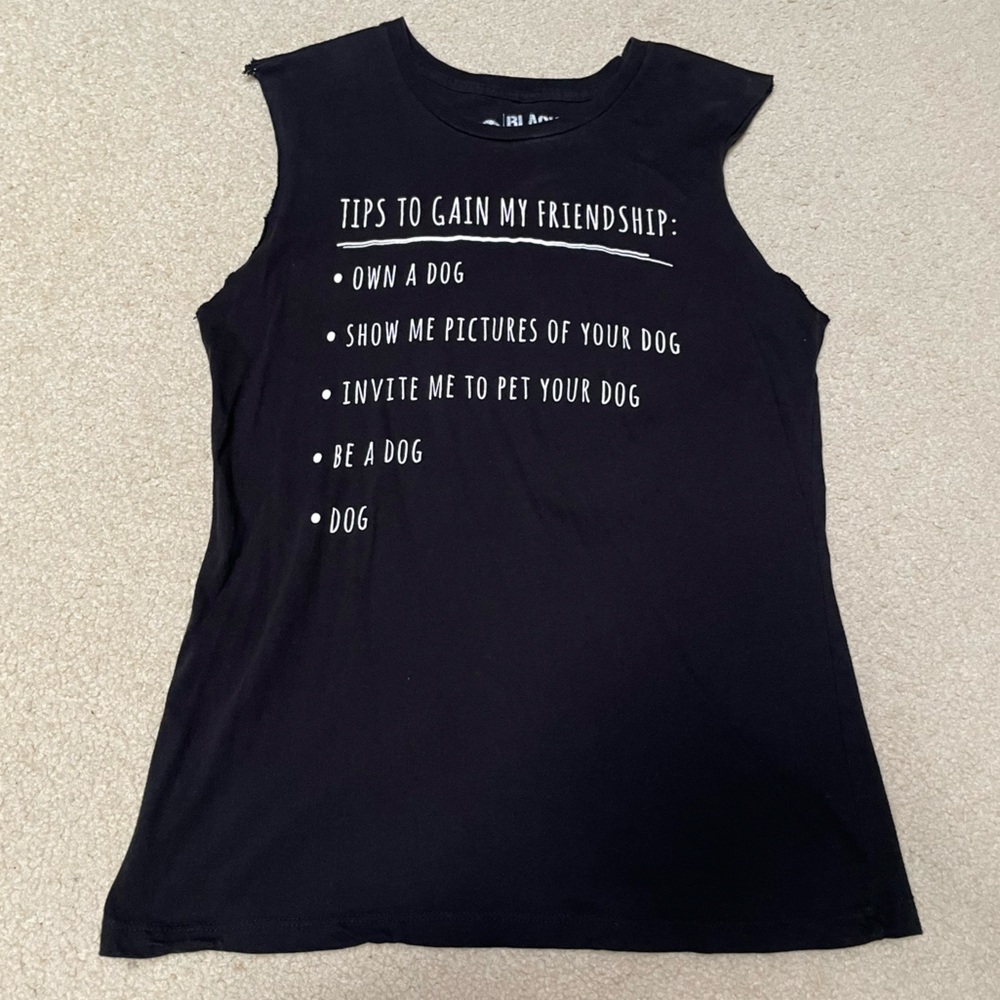 Hot Topic Black Matter Dog Lover Black Muscle Tee Tank Top